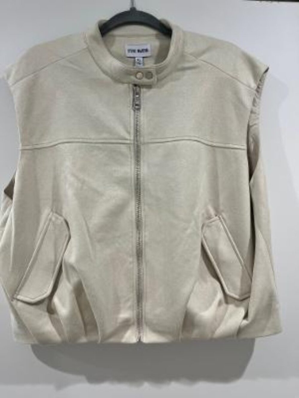 NWT Steve Madden Faux Suede Zip Up Balloon Vest - Bone Color